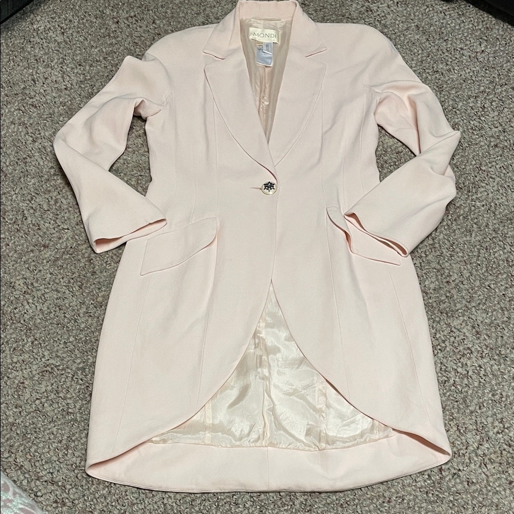 Vintage MONDI pastel Pink tailored single button Blazer with gathered front